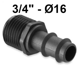 UNION ROSCA MACHO 3/4" - 16MM