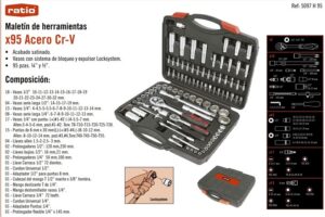 MALETIN HERRAMIENTAS 95 PZAS.1/4"1/2"CR-V RATIO