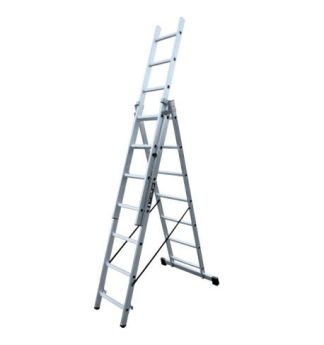 ESCALERA TRANSFORMABLE 3 TRAMOS 9 PELDAÑOS PROFESIONAL