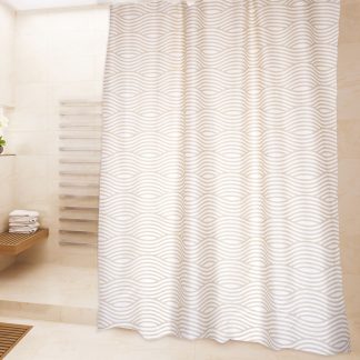 CORTINA BAÑO POLIESTER 180X200 CM WAVE BEIGE