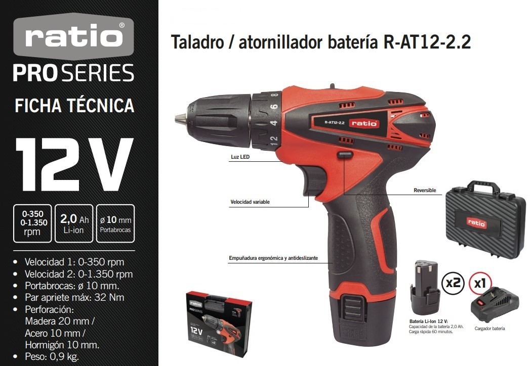 TALADRO ATORNILLADOR A BATERIA RAT122.2